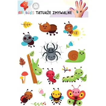 Odstranitelné tetování Smyvatelné tetování pro děti - Veselý hmyz 15x10 cm