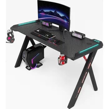 JAKS Herní stůl s RGB osvětlením černý 140 cm BG03