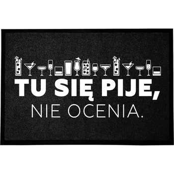 ČERNÁ VSTUPNÍ ROHOŽKA DO DOMU DEKORATIVNÍ DÁREK TADY SE PIJE 60X40