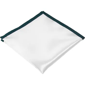 Látkový kapesník Bílý pánský kapesníček s tmavě petrolejovým lemem