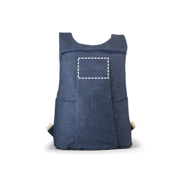 turistický batoh DENIM BPACK. Batoh z džínoviny (300 g/m²) Gravírování laserem (max. 1 barva, 90 x 60mm) 1 barva 10 Vrchol