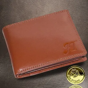 Peněženka Pánská kožená peněženka RICARDO písková na šířku bez zapínání | Pravá kůže, monogram Vyberte variantu: bez jakékoliv úpravy + Akce - zlatá mince Pro štěstí ZDARMA