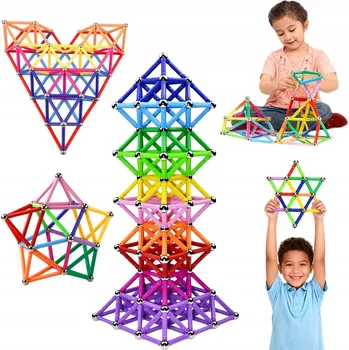 ostatní stavebnice MAGNETICKÉ STAVEBNICE 204 DÍLŮ KREATIVNÍ HRAČKA KUTILY MAGNETICKÉ TYČINKY