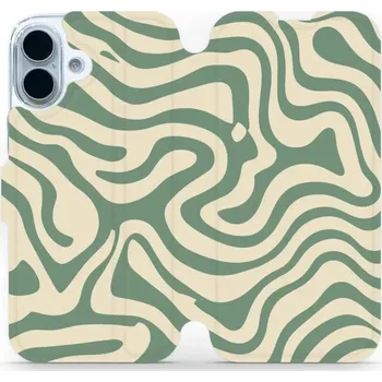 Pouzdro na mobilní telefon Flipové pouzdro Mobiwear - Apple iPhone 17 - VA57S Zelené a béžové zkrouceniny (Knížkové flip pouzdro, obal, kryt na mobil Apple iPhone 17 - VA57S Zelené a béžové zkrouceniny, materiál Umělá kůže + TPU - ochrana 360°, stojánek, silikonová vanička,)