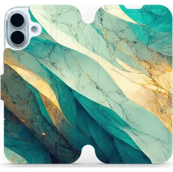 Pouzdro na mobilní telefon Flipové pouzdro Mobiwear - Apple iPhone 17 - VP37S Zlatavý a zelenkavý mramor (Knížkové flip pouzdro, obal, kryt na mobil Apple iPhone 17 - VP37S Zlatavý a zelenkavý mramor, materiál Umělá kůže + TPU - ochrana 360°, stojánek, silikonová vanička, magnetick