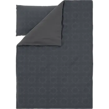 Povlečení LIVARNO® Ložní povlečení z mikrovláknitého saténu, 140 x 200 cm, 70 x 90 cm (kruhy/antracitová)