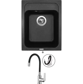 Kuchyňský dřez Granitový dřez SET Sinks CLASSIC 400 granblack + Kuchinox ELZA BKE 761D chrom/černá