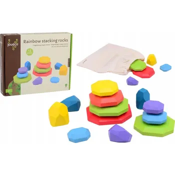 Dřevěná hračka Jouéco Dřevěné stohovací kameny Rainbow 13ks 36m+
