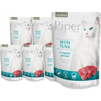 Krmivo pro kočku Vlhké krmivo pro sterilizované kočky Piper Animals s tuňákem 10 x 100 g