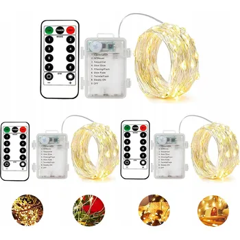 Vánoce DRÁTKOVÉ LAMPY 100 LED TEPLÁ BÍLÁ SVĚTÝLKA MIKRO DRÁTKY NA BATERIE SVĚTLO