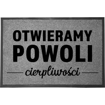 Rohožka ŠEDÁ VSTUPNÍ ROHOŽKA DO DOMU DEKORATIVNÍ DÁREK TRPĚLIVOSTI 60X40