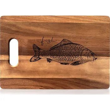 Kuchyňské prkénko AKÁTOVÉ dřevěné kuchyňské prkénko na krájení a servírování, tvar ryba