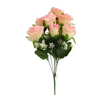umělá květina Kytice růže s přízdobou, krém-růžová JH046 krém-růžová