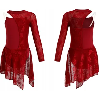 Body BORDOVÉ BALETNÍ TRIKO SE SUKÝNKOU KRAJKOVÉ ŠATY NA TANEC BALET VEL. 100