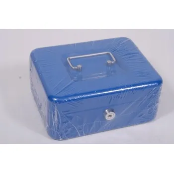 Trezor Kovová pokladnička na peníze Sejf + Klíč modrá 200x160x90