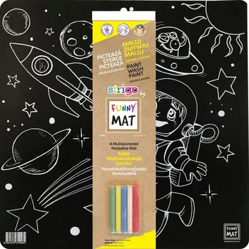 Obraz Černá voděodolná podložka na vybarvování Strigo Funny Mat Kosmos + křída