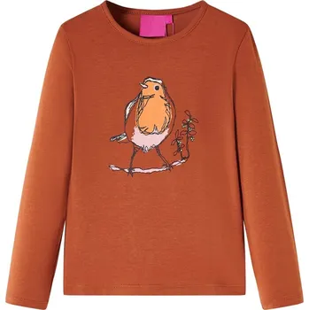 vidaXL Dětské tričko s dlouhým rukávem koňakové 116 [14341]