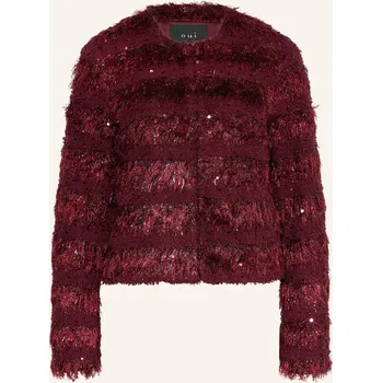 Dámský blejzr Oui Dámská Buklé Bunda S Flitry, tmavě červená, 44