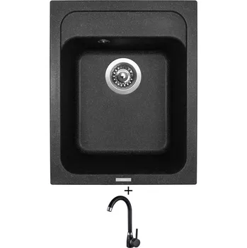 Kuchyňský dřez Granitový dřez SET Sinks CLASSIC 400 granblack + Laveo BKZ 768K černá