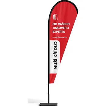 Vlajka Muší křídla Barevné jednostranné - 4/0 (CMYK) Kapka Výška 300 cm, vlajka 92 x 228 cm