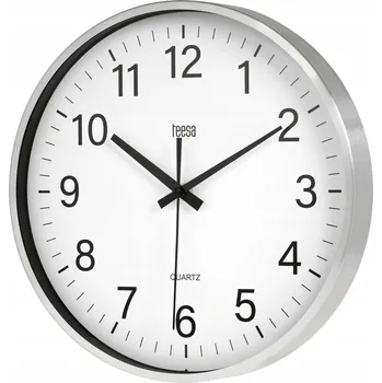 Hodiny Nástěnné hodiny 30 cm Teesa stříbrné moderní tiché velké číslice