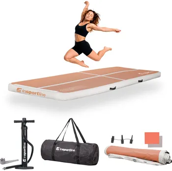 Žíněnka inSPORTline Airtrack Airstunt 300x100x10 cm mocha mousse s ruční pumpou