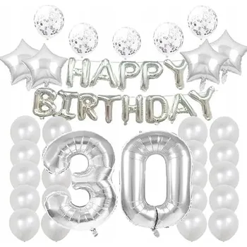 Party dekorace DEKORACE BALÓNKY K 30. NAROZENINÁM STŘÍBRNÁ OSLAVA 3 PARTY SADA