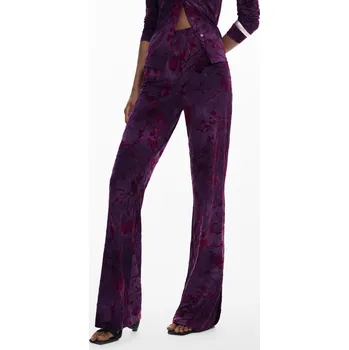 Dámské kalhoty Fialové vzorované kalhoty Desigual DESIGUAL tmavě červená | fialová 3431042