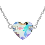 Stříbrný náhrdelník s krystaly Swarovski zeleno-fialové srdce 32020.5