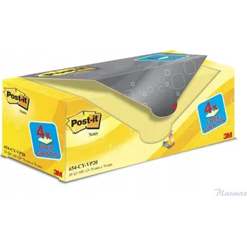 Samolepící bloček Samolepicí bločky Post-it 76x76mm (654CY-VP20) žluté (20x100)