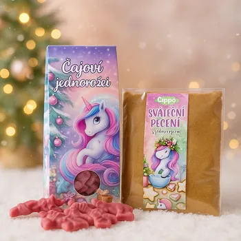 Dárkový potravinový koš LIPOO ČAJOVÍ JEDNOROŽCI + SVÁTEČNÍ KOŘENÍ