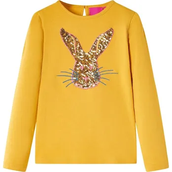 Dětská móda vidaXL Dětské tričko s dlouhým rukávem tmavě 128 [13972] Barva: Okrová