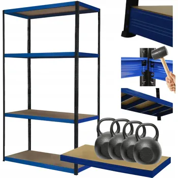 Dílenský regál Kovový regál do skladu, garáže, stojan HELIOS 180x75x60cm, 4 police, nosnost 4x400kg