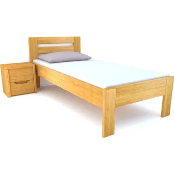 Ložnice Postel Postelia BRUSSEL 90x210 cm, Buk - Jednolůžko dřevěná postel z masivu o šíři 4 cm