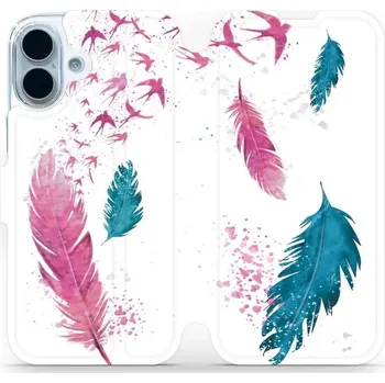 Pouzdro na mobilní telefon Flipové pouzdro Mobiwear - Apple iPhone 17 - MR08S Pírka (Knížkové flip pouzdro, obal, kryt na mobil Apple iPhone 17 - MR08S Pírka, materiál Umělá kůže + TPU - ochrana 360°, stojánek, silikonová vanička, magnetické zavírání)