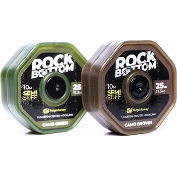 RidgeMonkey Šňůrka RM-Tec Rock Bottom Tungsten Coated Semi Stiff 25lb 10m Camo Green