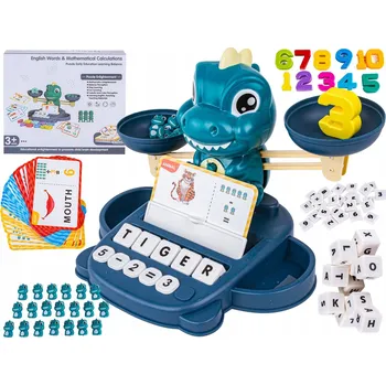 Dřevěná hračka Učení počítání ChRLD Dinosaurus balanční váha rovnoramenná váha