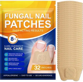 Péče o nohy Náplasti na nehty 32 ks, Extra silná léčba nehtů na nohou, 8 hodin přes noc
