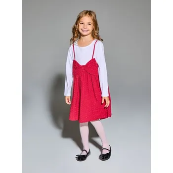 Dívčí oblečení Sinsay - Šaty babydoll s vánoční mašlí - červená - 549GR-33X - 549GR-33X-134