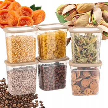 Dóza na potraviny CRALEX TOSCA BÉŽOVÁ SADA 6 OBDÉLNÍKOVÝCH NÁDOB NA POTRAVINY 6x 2 l