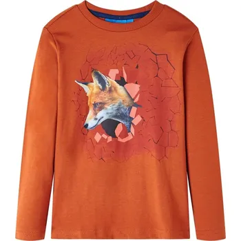 Chlapecké tričko vidaXL Dětské tričko s dlouhým rukávem tmavě 92 [13349] Barva: Rezavá