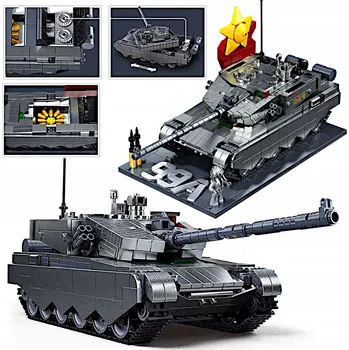 ostatní stavebnice Stavebnice TANK ZTZ-99A čínské armády, stříbrný titan, K NABARVENÍ, FIGURKA