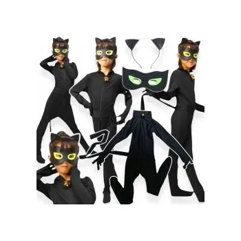 Karnevalový kostým KOSTÝM ČERNÁ KOČKA Z POHÁDKY MIRACULUM KOSTÝM KOCICA ČELENKA MASKA PŘEVLEK