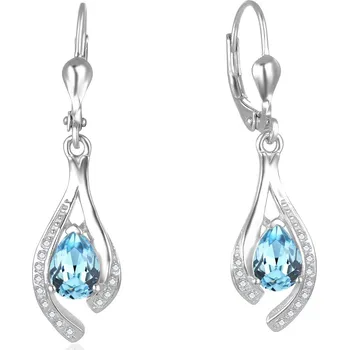 Náušnice AGATO Elegantní visací náušnice s modrým zirkonem AGUC2693-T