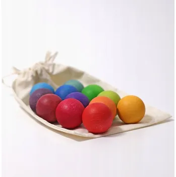 Dřevěná hračka Dřevěné kuličky 12 ks, duhové, Grimm's