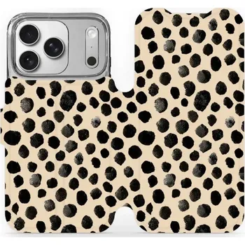 Pouzdro na mobilní telefon Flipové pouzdro Mobiwear - Apple iPhone 17 Pro - VA50S Černé puntíky (Knížkové flip pouzdro, obal, kryt na mobil Apple iPhone 17 Pro - VA50S Černé puntíky, materiál Umělá kůže + TPU - ochrana 360°, stojánek, silikonová vanička, magnetické zavírání)