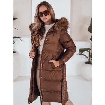 Dámská zimní bunda prošívaná s kožešinou STYLEBELLA hnědá