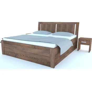 Postel Postelia GITA Buk postel s úložným prostorem 140x200cm - Dřevěná postel z masivu, bukové dvoulůžko o šíři masivu 4 cm