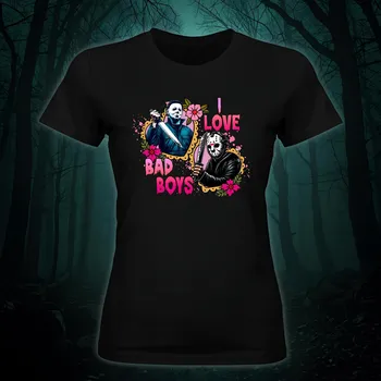 Dámské tričko - I love bad boys Horror Barva: Černá, Velikost: M, Střih: Dámské