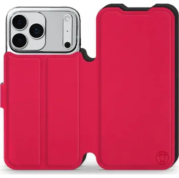 Pouzdro na mobilní telefon Flipové pouzdro Mobiwear Semiš - Apple iPhone 17 Pro Max - Rudé & Černé (Knížkové semišové flip pouzdro, obal, kryt na mobil Apple iPhone 17 Pro Max - Rudé & Černé, materiál semiš + TPU, ochrana 360°, stojánek, silikonová vanička, magnetické zavírání)